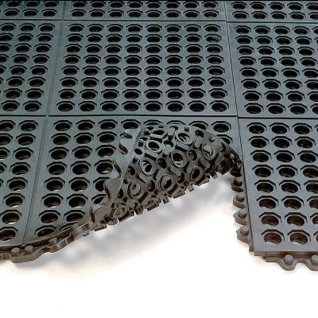 TENNESEE MAT CO Wearwell 24/Seven GR Anti Fatigue Drainage Mat 5/8in Thick 3' x 3' Black 572.58x3x3GRBK